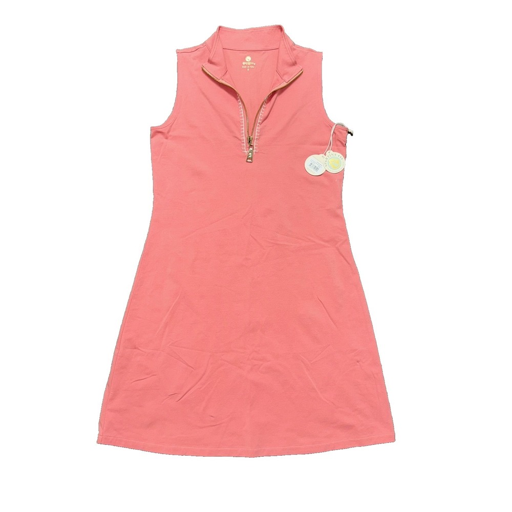 Spartina 449 Women Sleeveless Serena Half Zip Dress Peach Size Small Pink